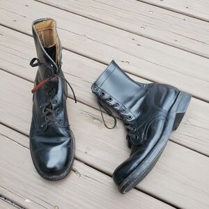 Vintage 60s Vietnam Military Issue Black Leather Paratrooper Combat Jump Boots 9